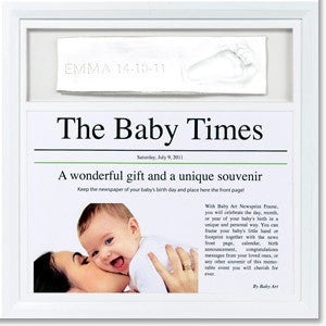 BabyArt Baby Framed Handprint Impression with Day-of-Birth Newspaper - PeppyParents.com