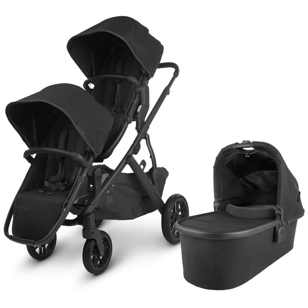 UPPAbaby Vista V2 Double Stroller Jake Charcoal Carbon Black Leather