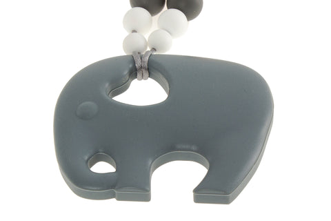 4babyNme Silicone Teething Necklace - Elephant Grey