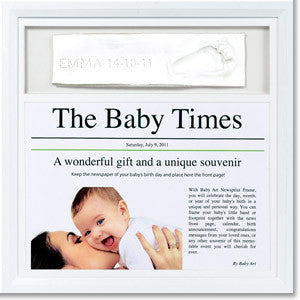 BabyArt Baby Framed Handprint Impression with Day-of-Birth Newspaper - PeppyParents.com
